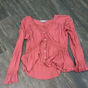 Coral American eagle long sleeve blouse